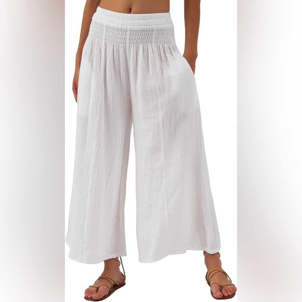 Wide Leg Palazzo Loose Boardwalk Pants w/wide Stretchy Waistband!